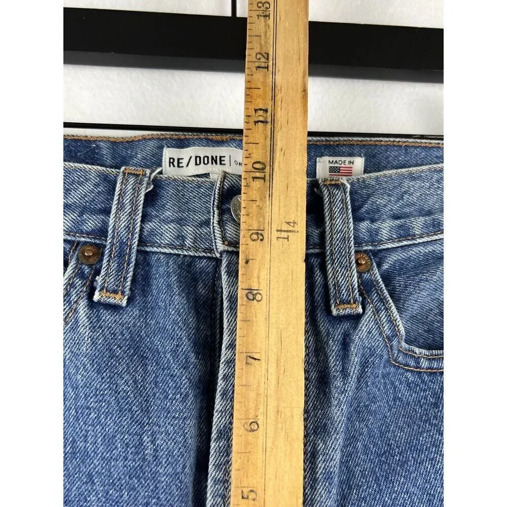 Re/Done Jeans women's‎ 24 Blue high rise ankle button fly Mid Wash Raw Hem